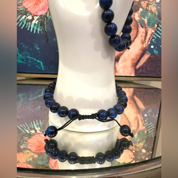 Handmade genuine gemstone bracelet. This Blue Tiger’s Eye bracelet is adjustable - Picture 8 of 10